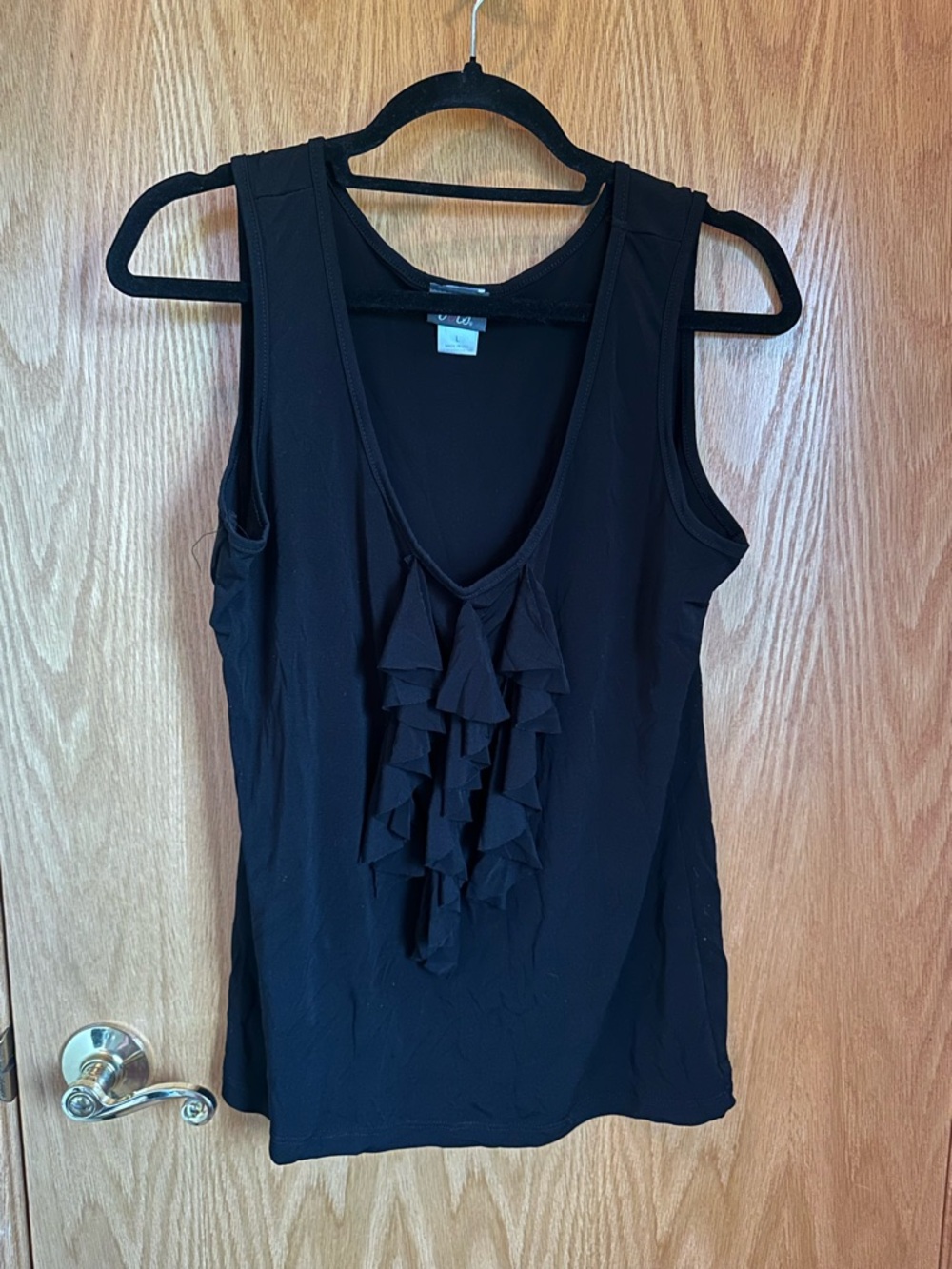 Black Ruffle V-Neck Tank Top